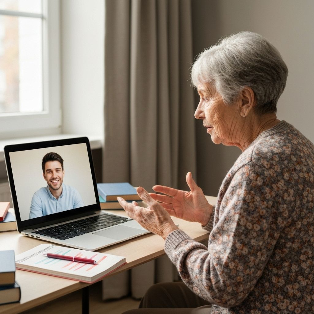 Elder practicing spoken English