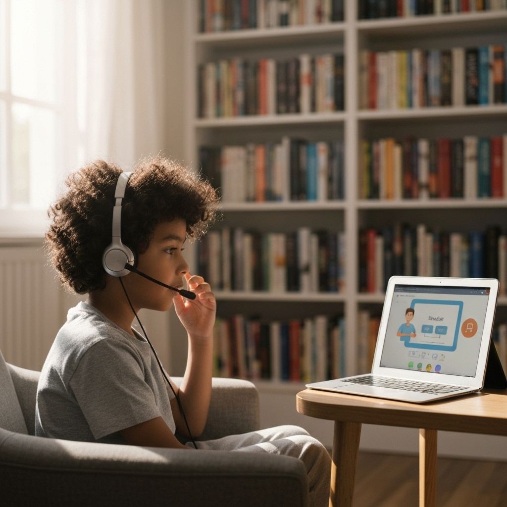 Child practicing spoken English